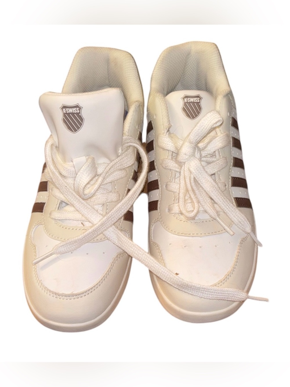 K-Swiss Kids White and Brown Sneakers